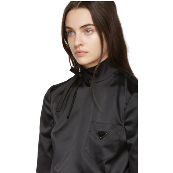 Prada Black Satin Blouse - Picture 2 of 8